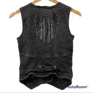 HARLEY-DAVIDSON grey / black denim vest